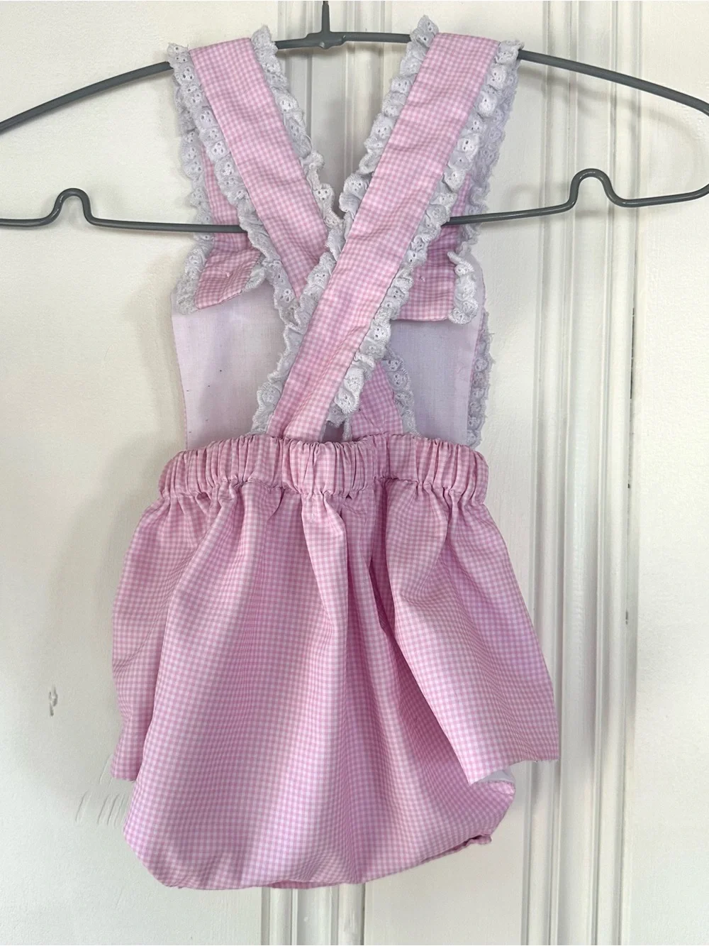 Pink Gingham Bunny Romper / Diaper Cover - Girls Kids